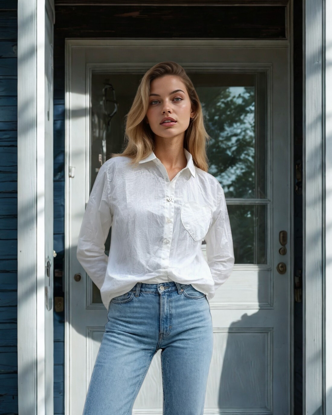 Good Boyfriend Shirt with Heart Pocket Classic White