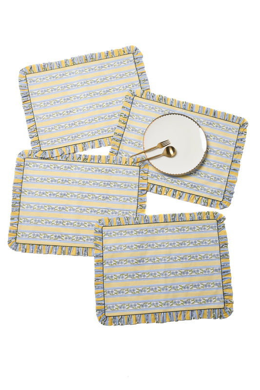 Provence Blockprint Placemat in Butter Yellow, Set of 2
