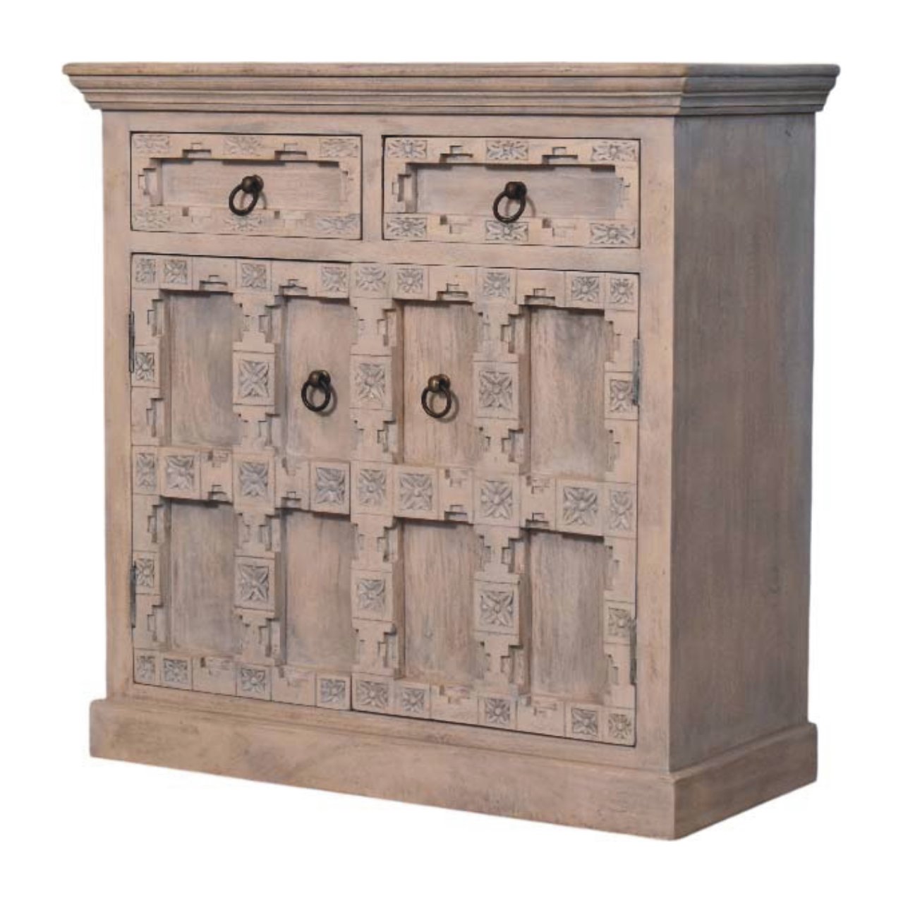 Solid Wood Jaipur Lattice Sideboard,Brown,Storage