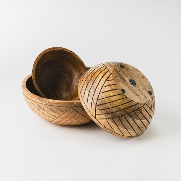 Earthlines Handcrafted Nested Mango Wood Bowl