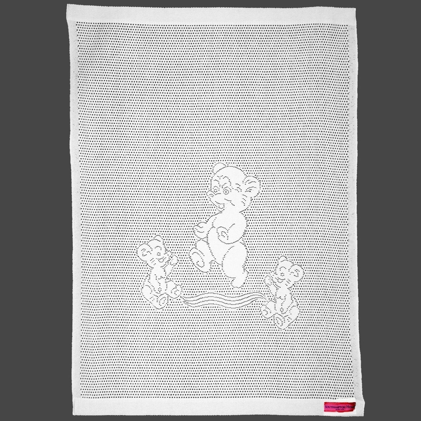 Southampton Home Lace Weave Teddy Bear Baby Blanket ~ White ~