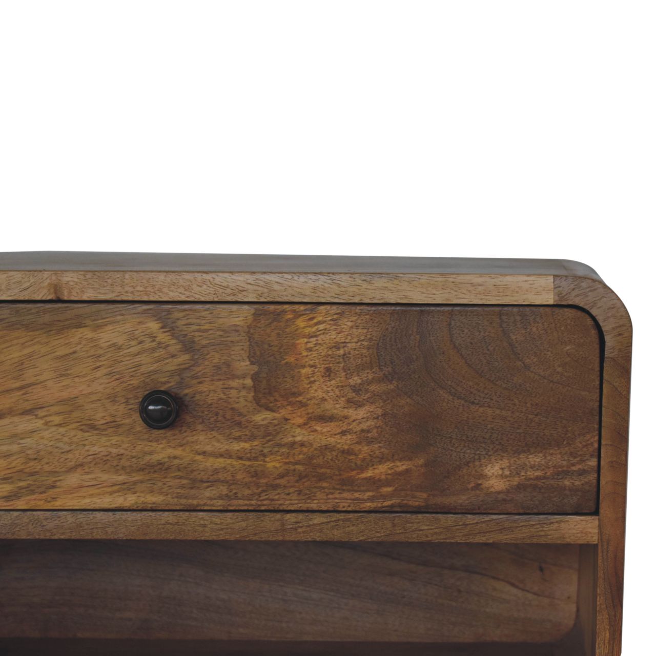 Solid Wood Large Floating Curve Open Slot Bedside Table