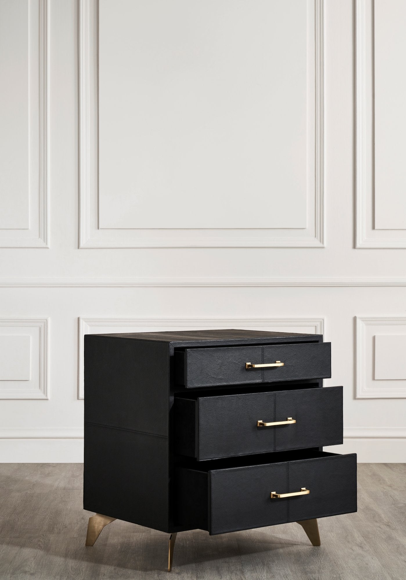 Berkeley Three Drawer Leather Side Table