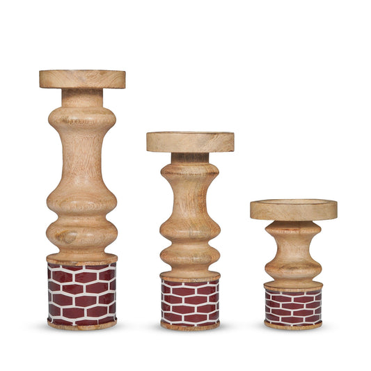 Gramercy Red Pillar Candleholder Set