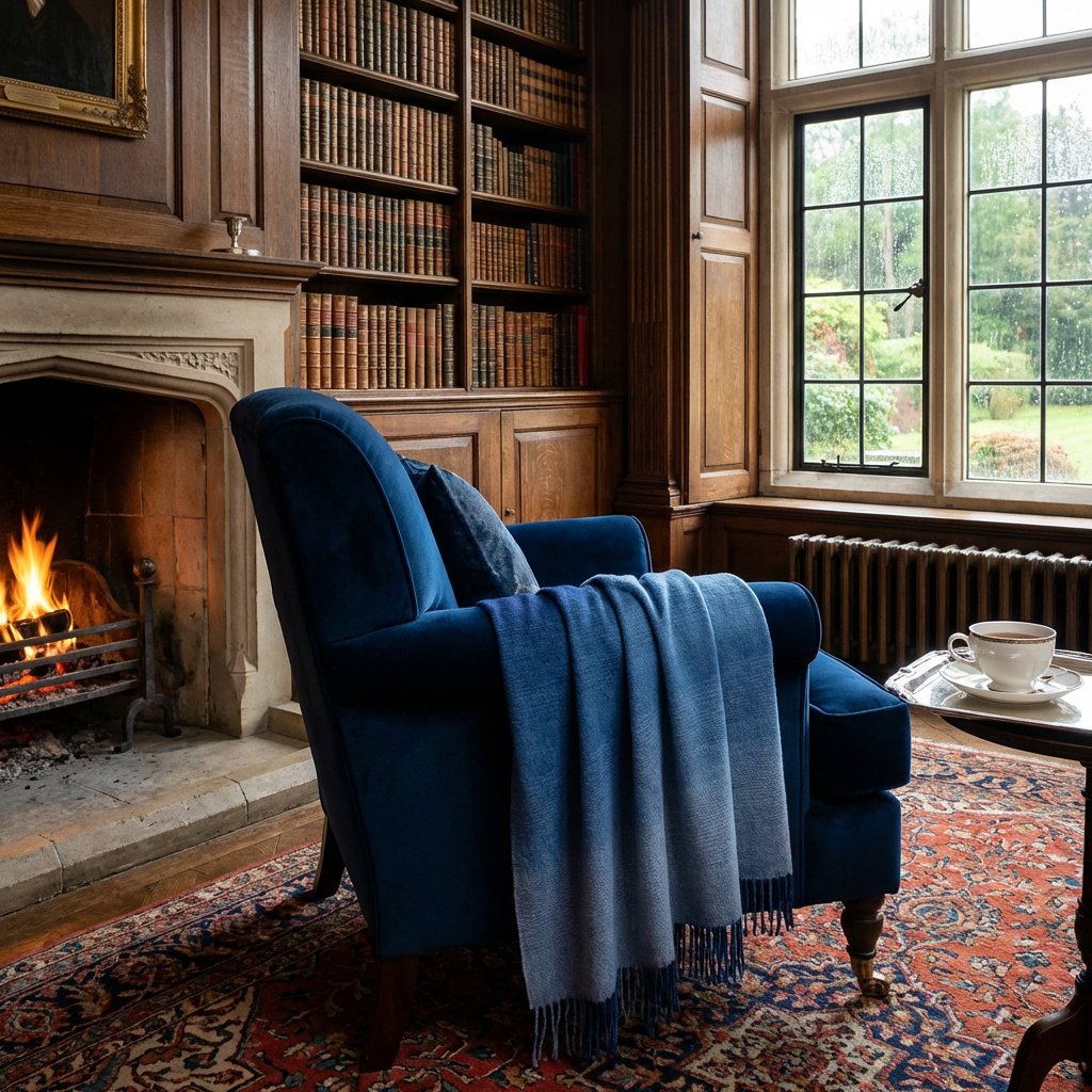 Whisper Ombre Merino Throw in Deep Water | Prince of Scots - Osadia Concept Store