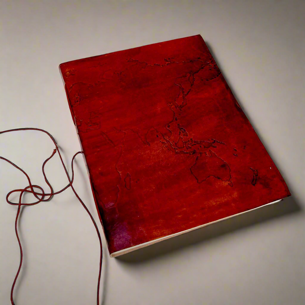 Extra Large World Map Handmade Leather Journal