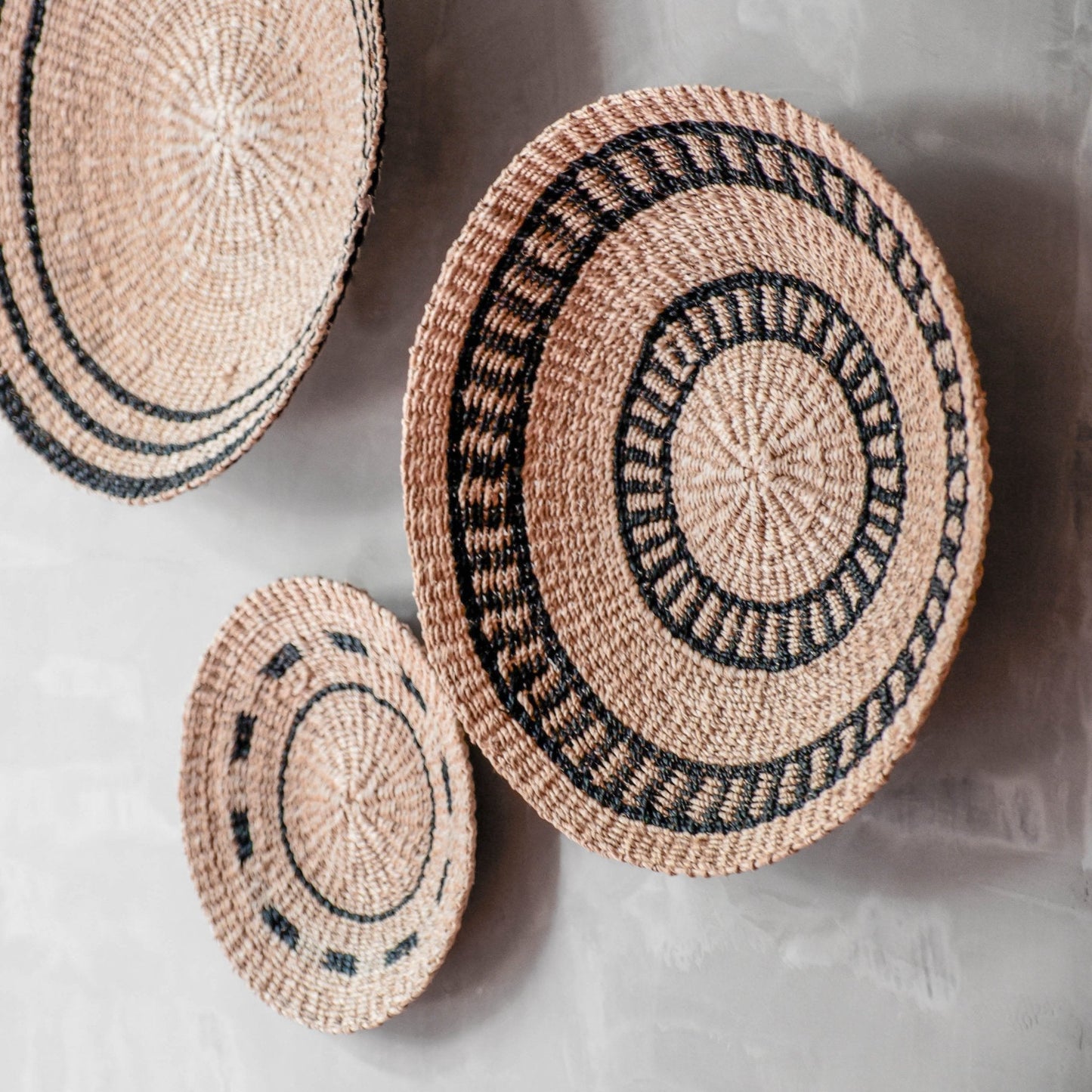 Natural + Black Wall Baskets, Large