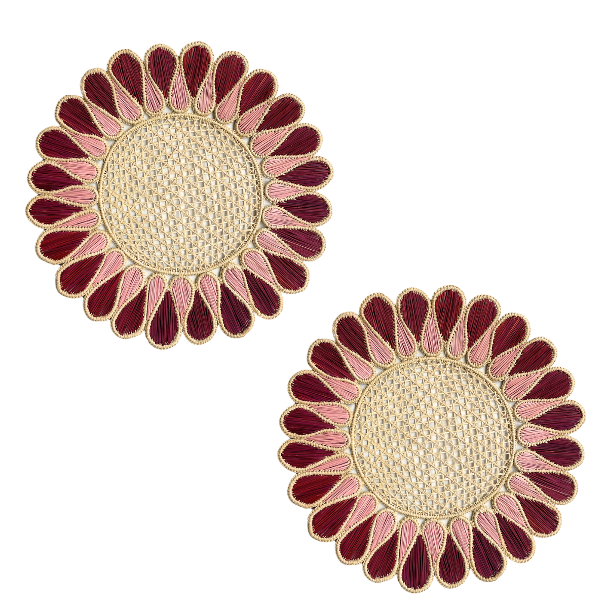 S/2 Drops Placemat - Burgundy/Pink