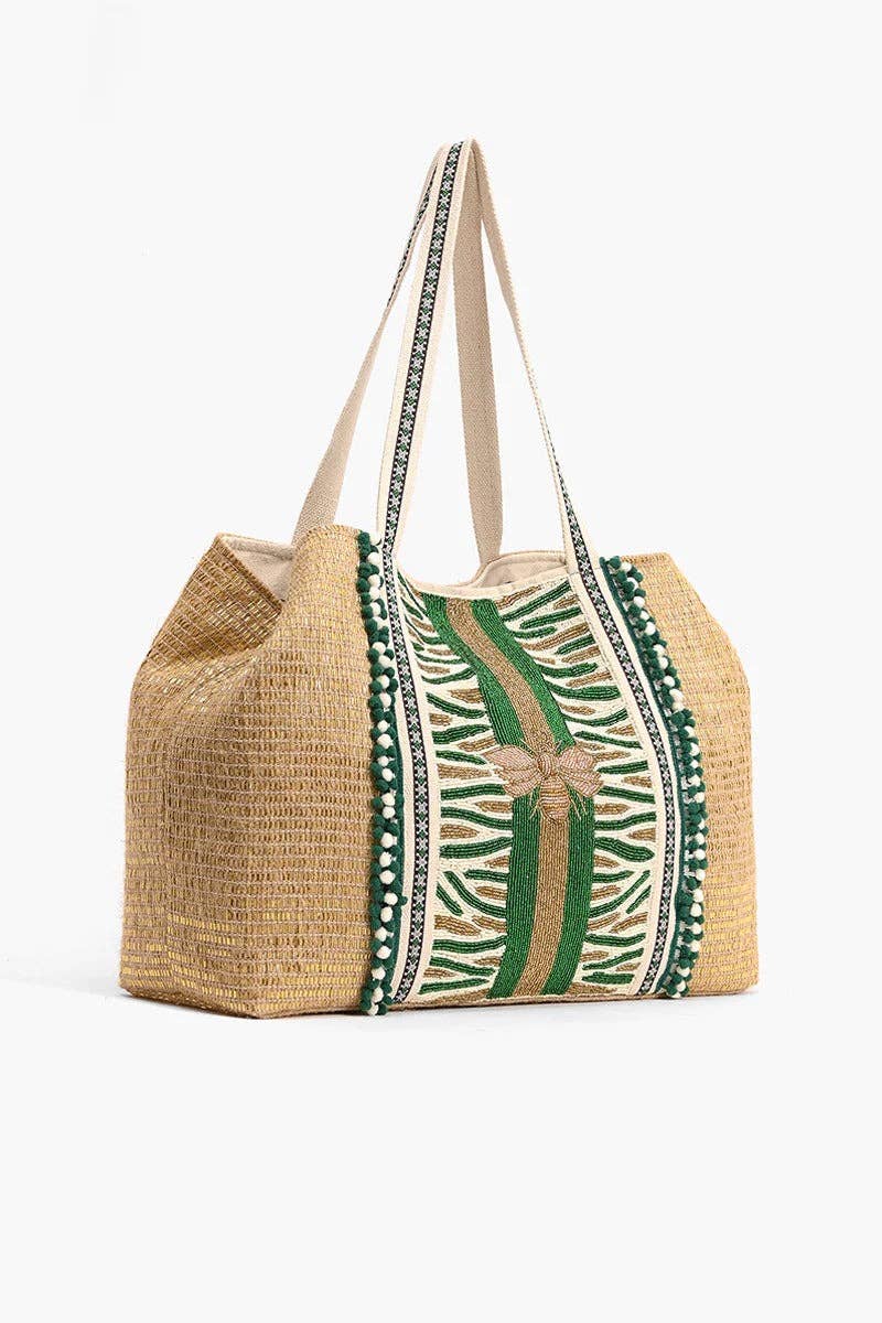 Bee Green Embellished Tote