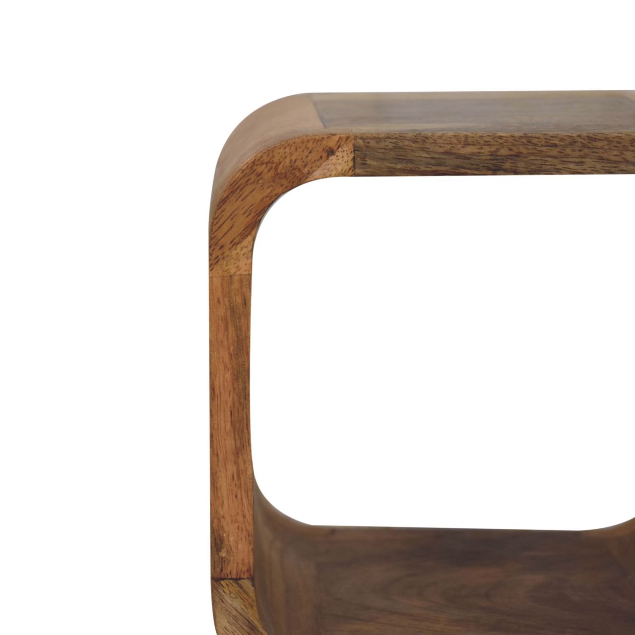 Solid Wood Extra Mini Minimalist Open Curved Oak-ish Bedside Table