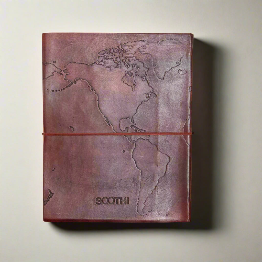 Extra Large World Map Handmade Leather Journal