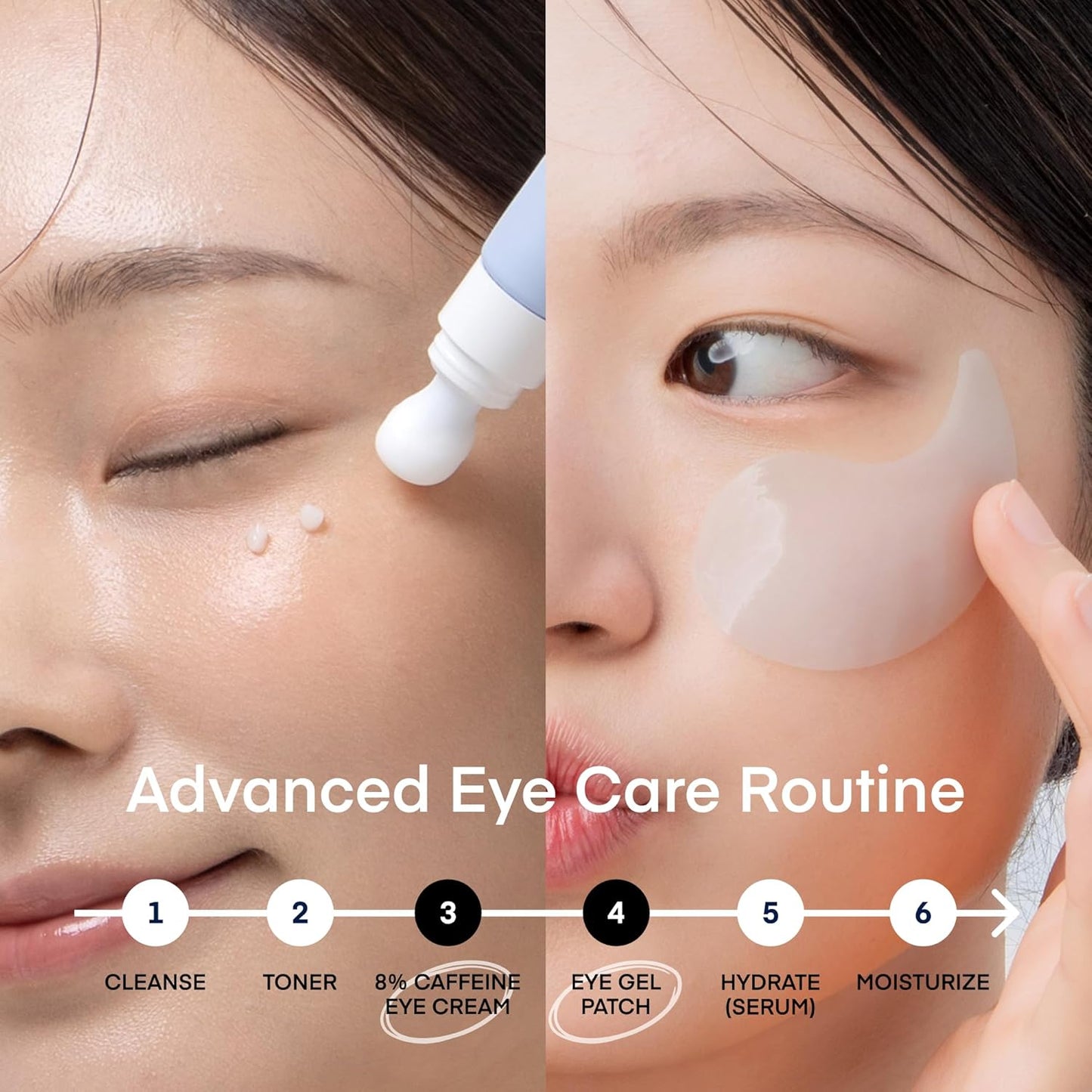 Terez & Honor Under Eye Patches for Dark Circles with 8% Caffeine Eye Cream - Eye Care 2 Step Kit, Dermatologist Tested Korean Skincare Formula, 60 Pcs + 20mL