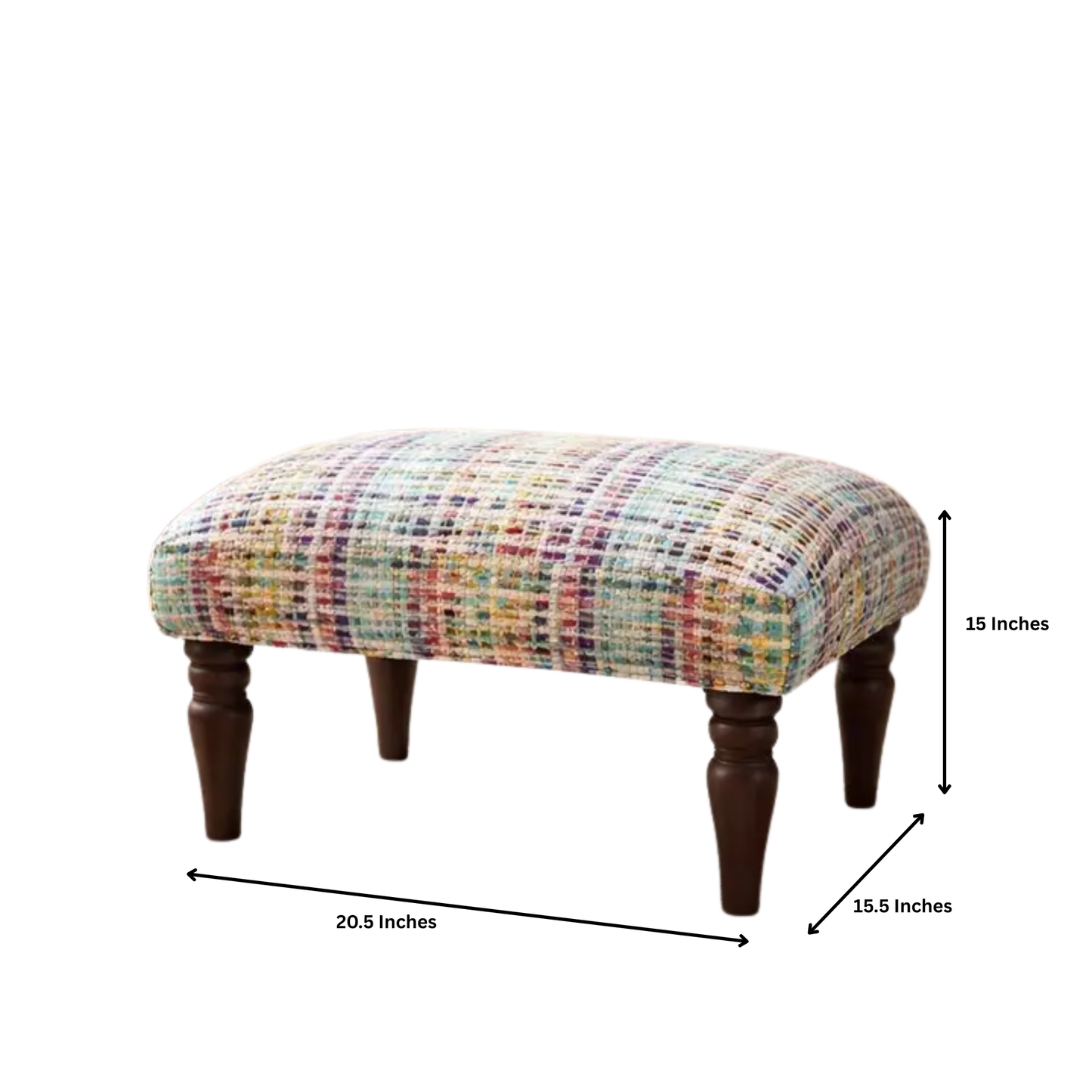 Handwoven Accent Footstool | 20.5x15.5x15 | Cotton Fabric