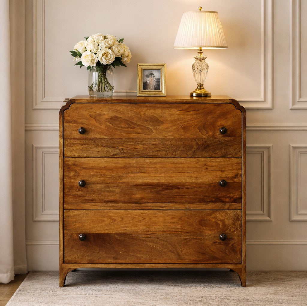 Solid Wood Scalloped Edge Chest