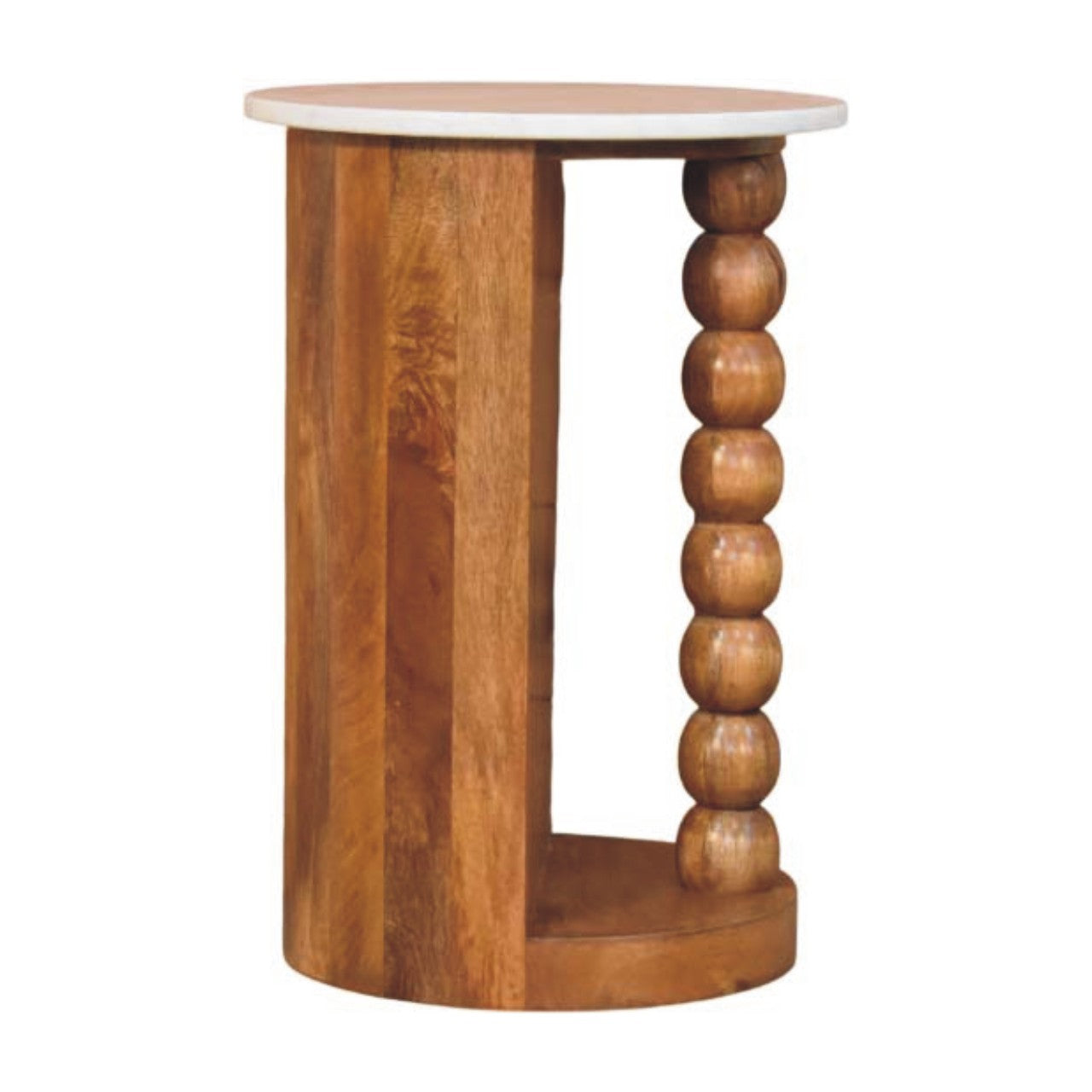 Solid Wood Marble-Top Spindle Side Table
