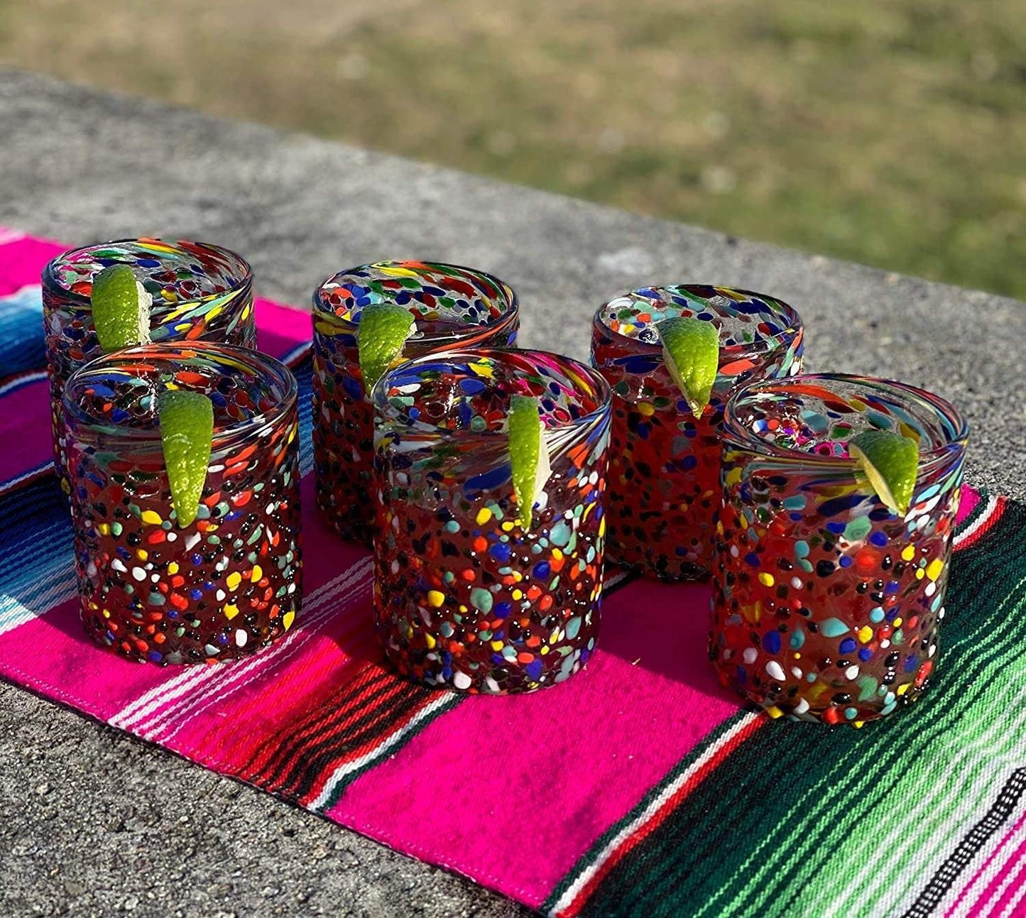 Confetti Rock Tumbler Glasses - Set of 6