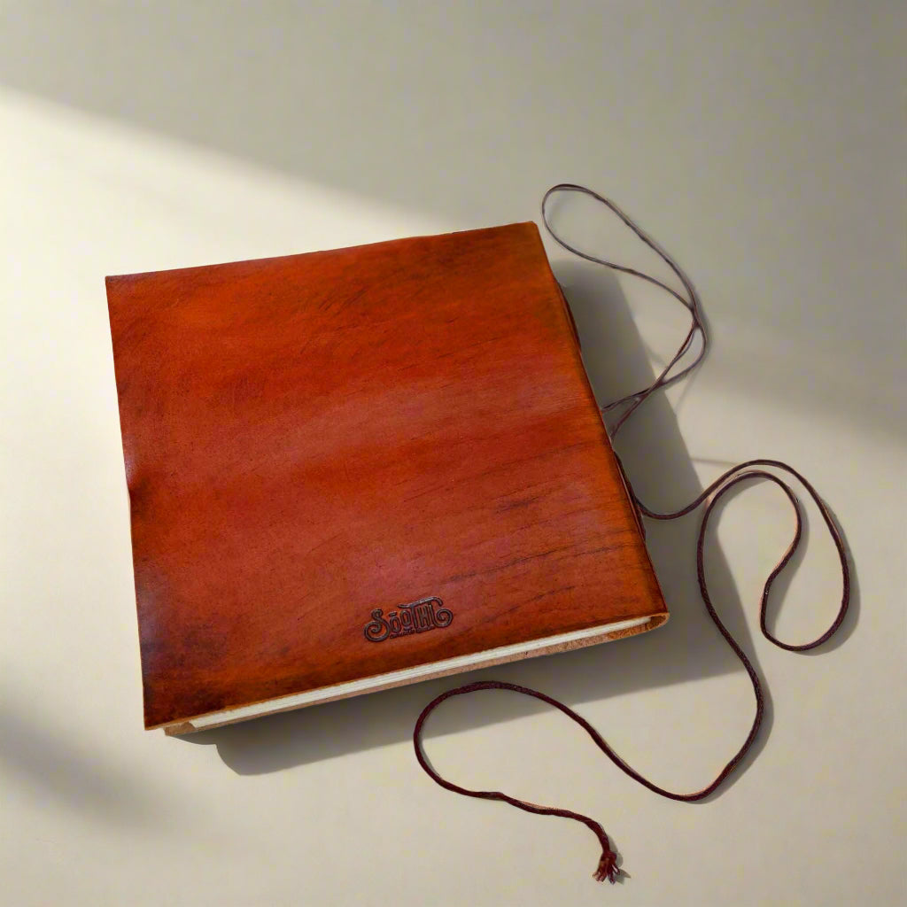 World Map 7x7 Artist Handmade Leather Journal