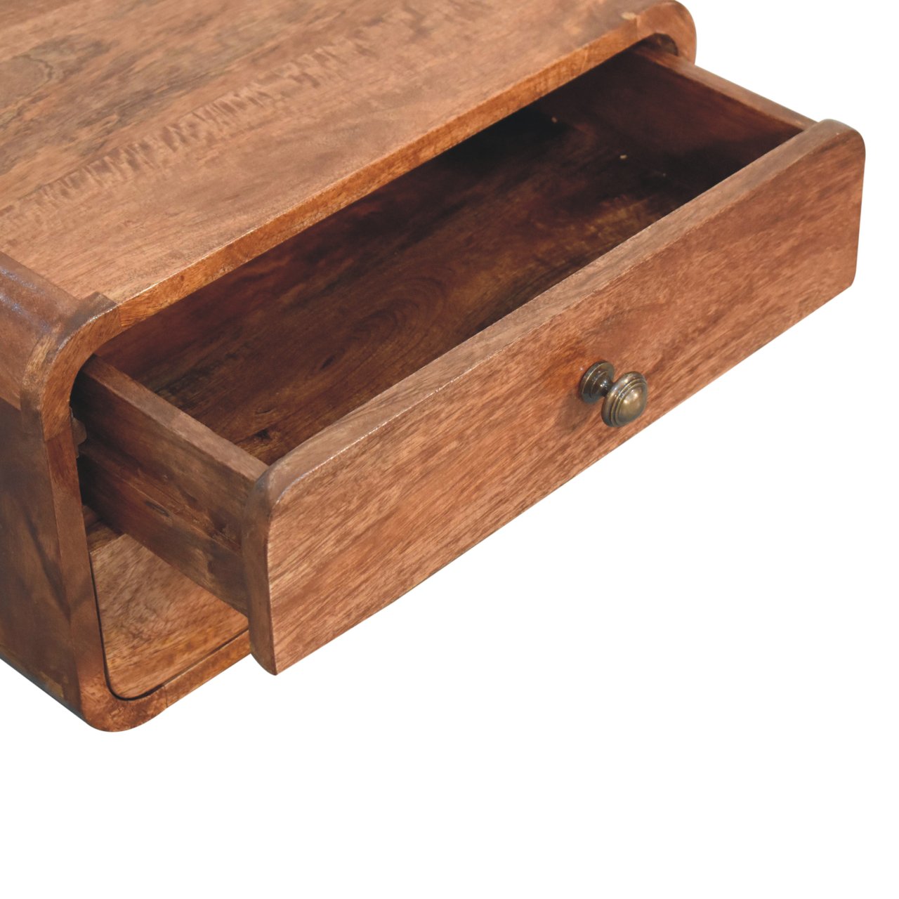 Solid Wood Honey Caramel Floating Bedside Table