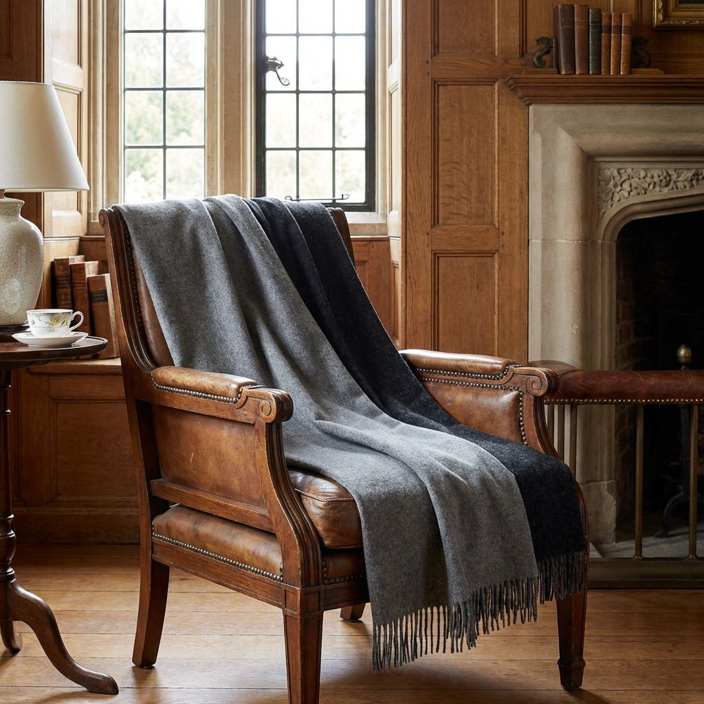 Highland Tweeds Reversible Double Cloth Throw (Silver/Grey)