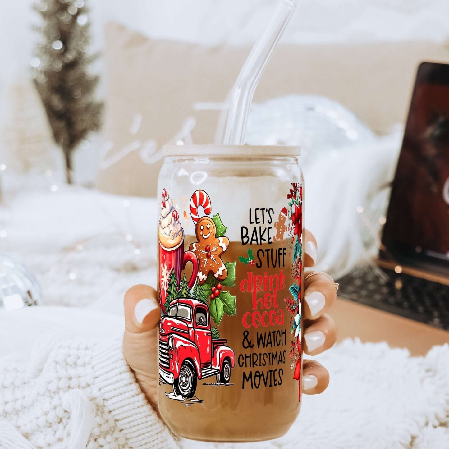 Hot Cocoa Christmas Cup With Lid and Straw