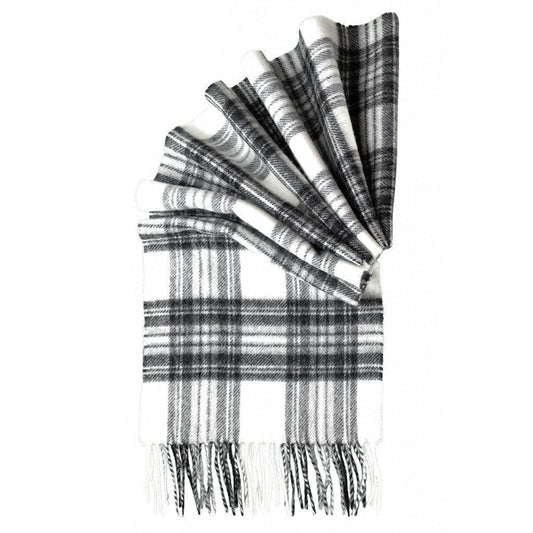 Prince of Scots Merino Lambswool Tartan Scarf (Dress Grey Stewart)