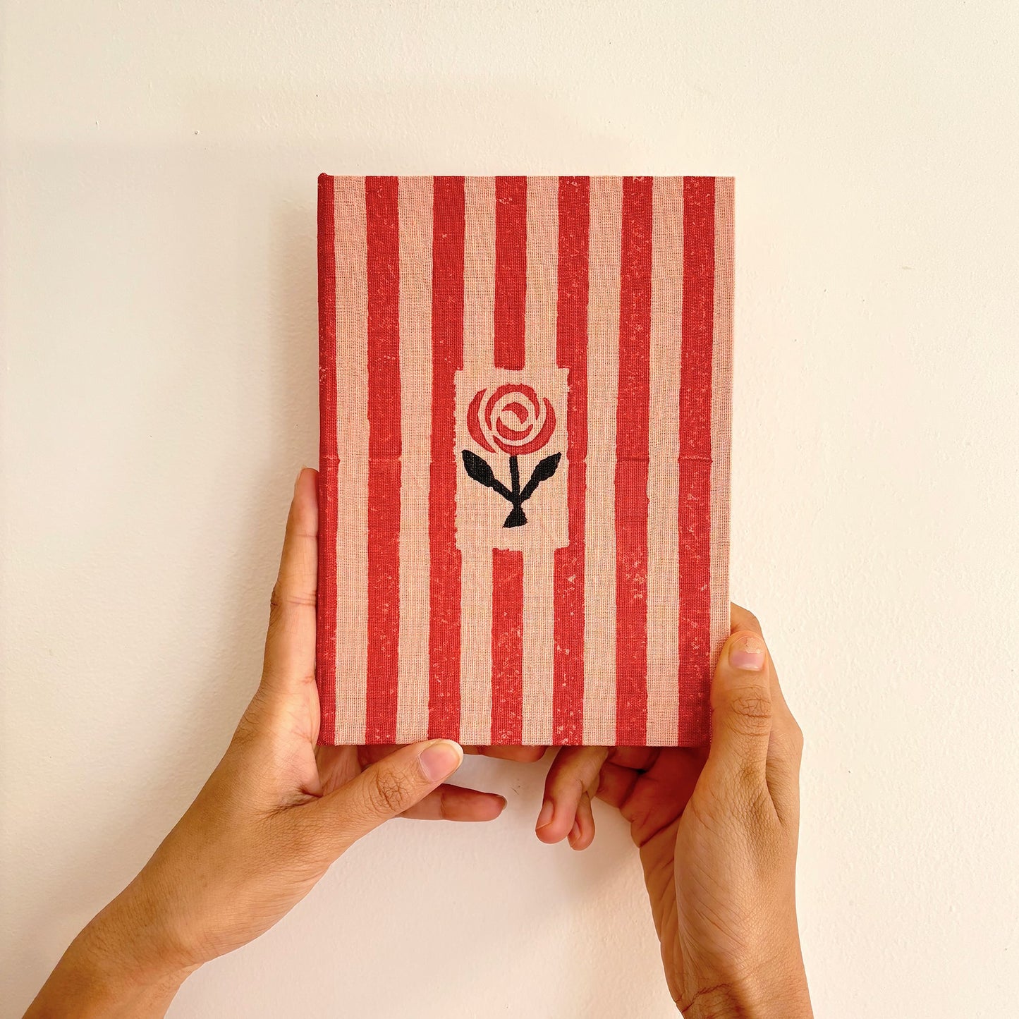 A5 Diary Journal Notebook with Handmade Paper & Rose Print Cover