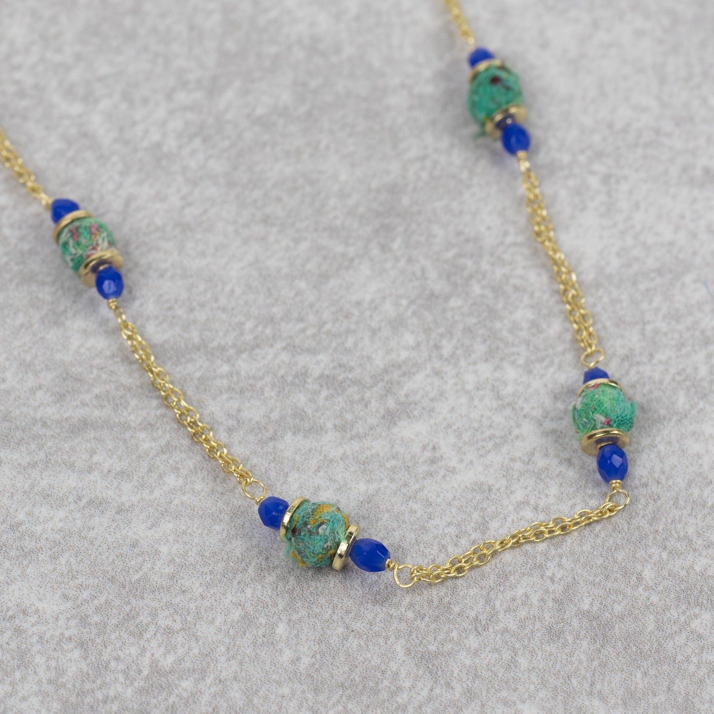 Recycled Sari & Glass Bead Necklace