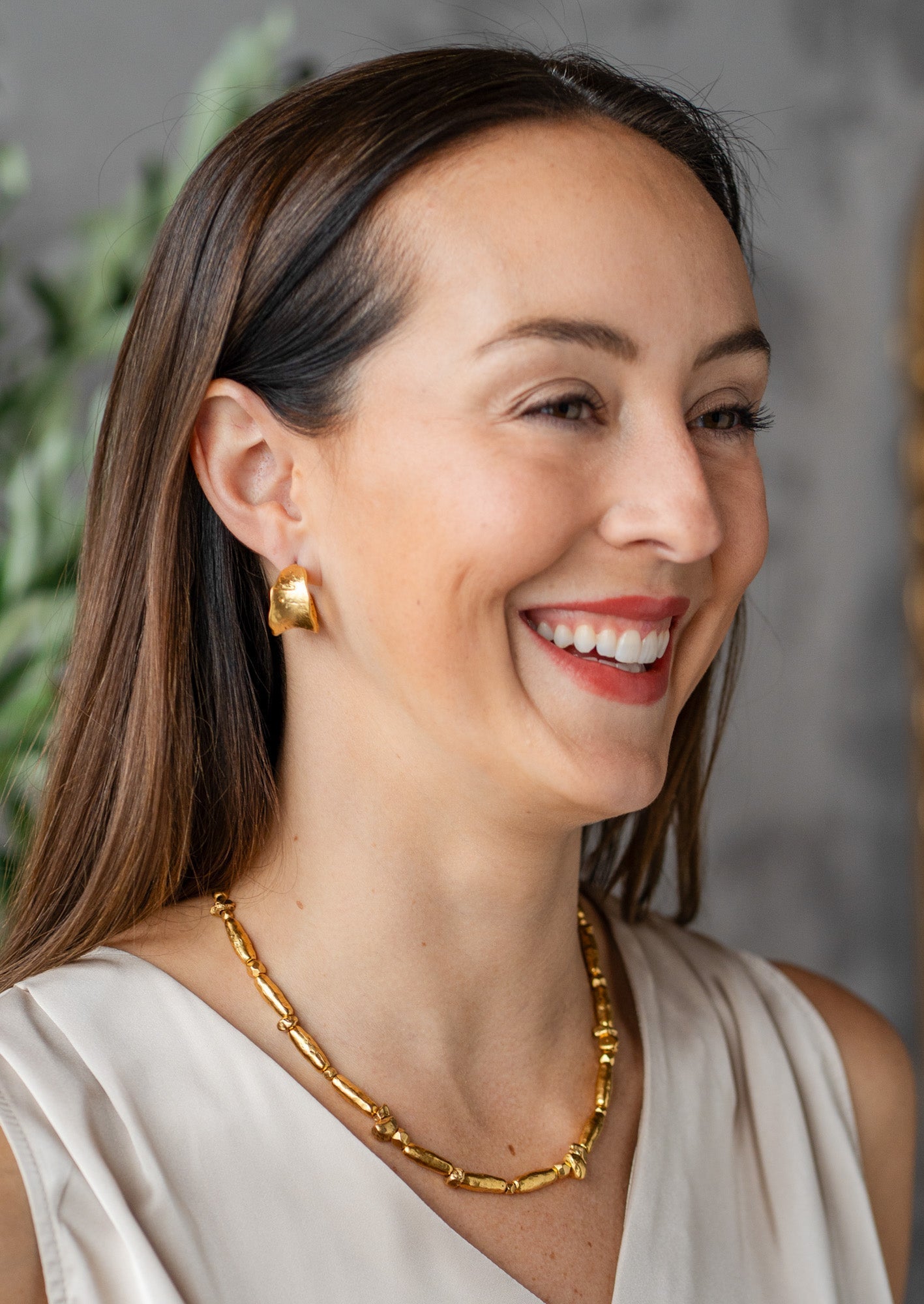 Gold Organic Bead Necklace