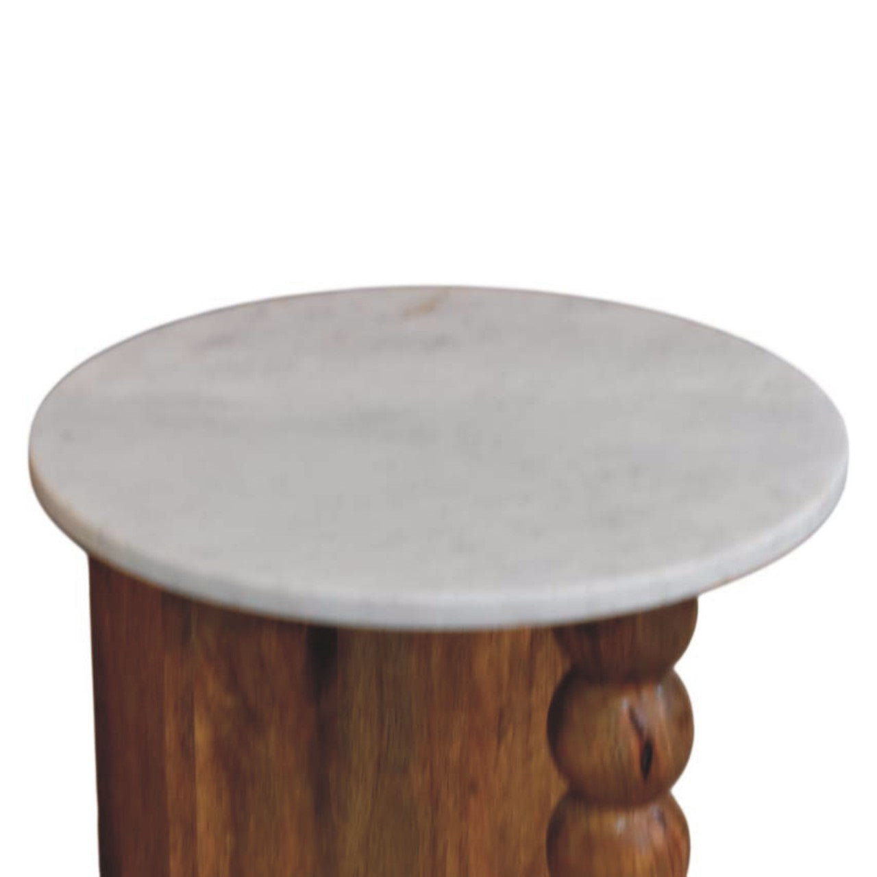 Solid Wood Marble-Top Spindle Side Table