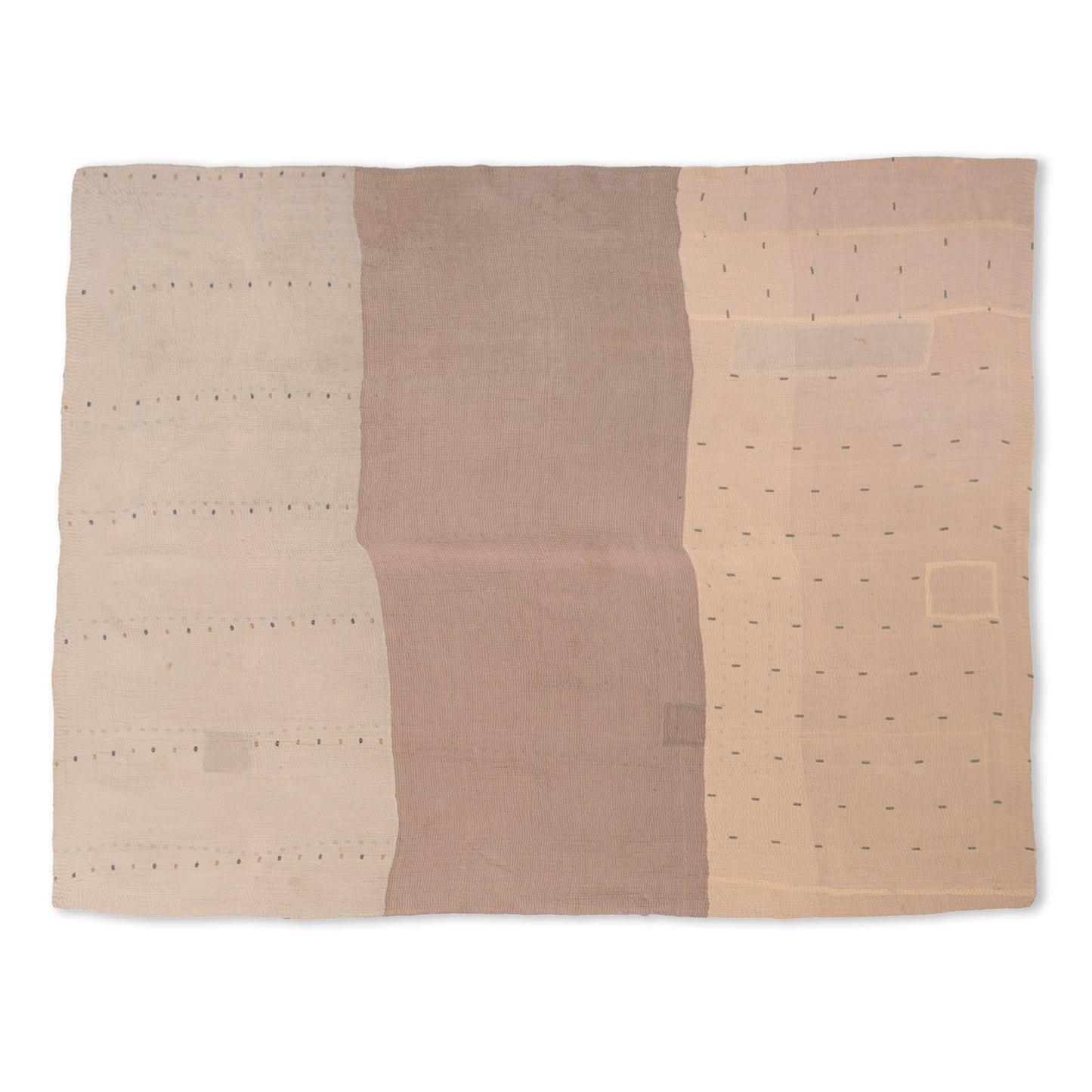 Mosaic Fray  Patch Vintage Kantha Throw - Mushroom