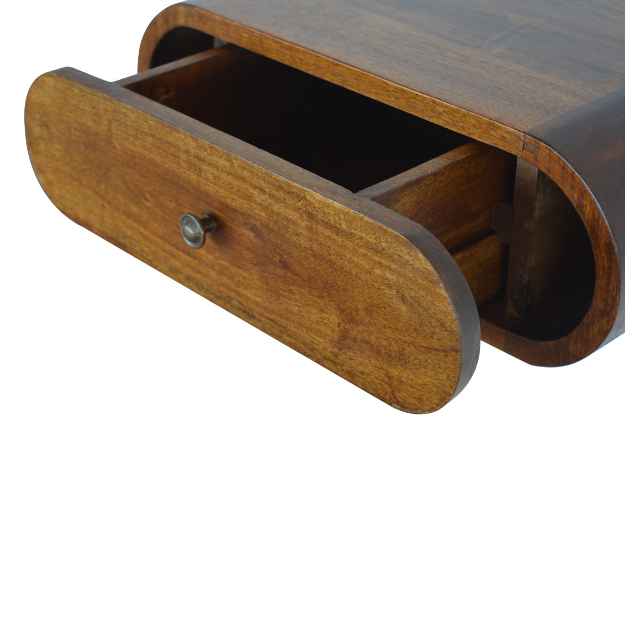 Wall-Mounted Round Chestnut Bedside