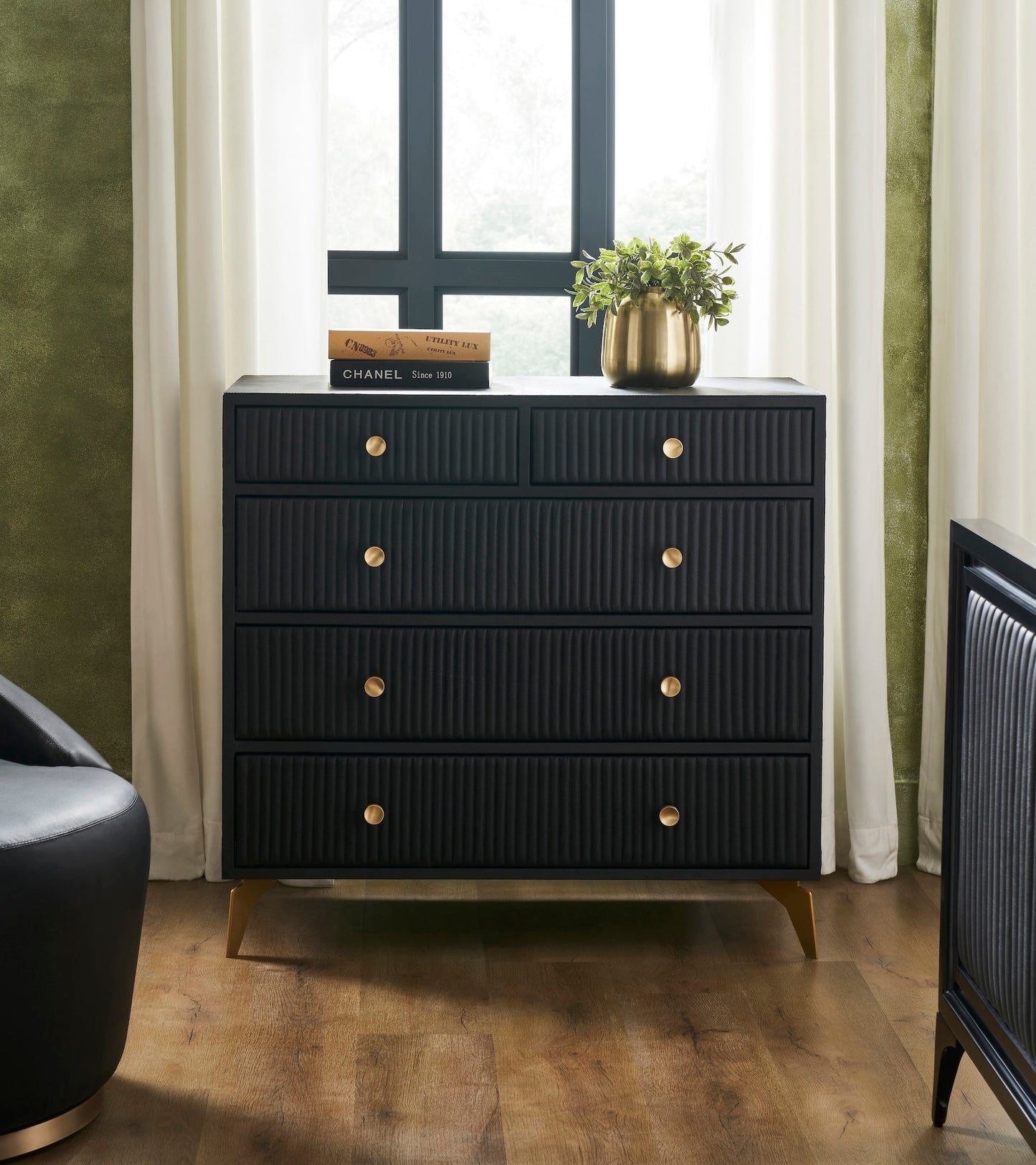 Stanford Five Drawer Leather Chest