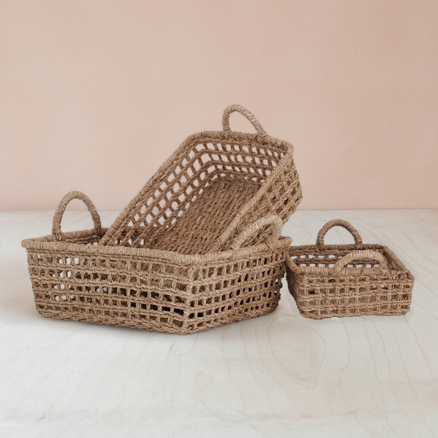 S/3 Open Weave Rectangular Trays