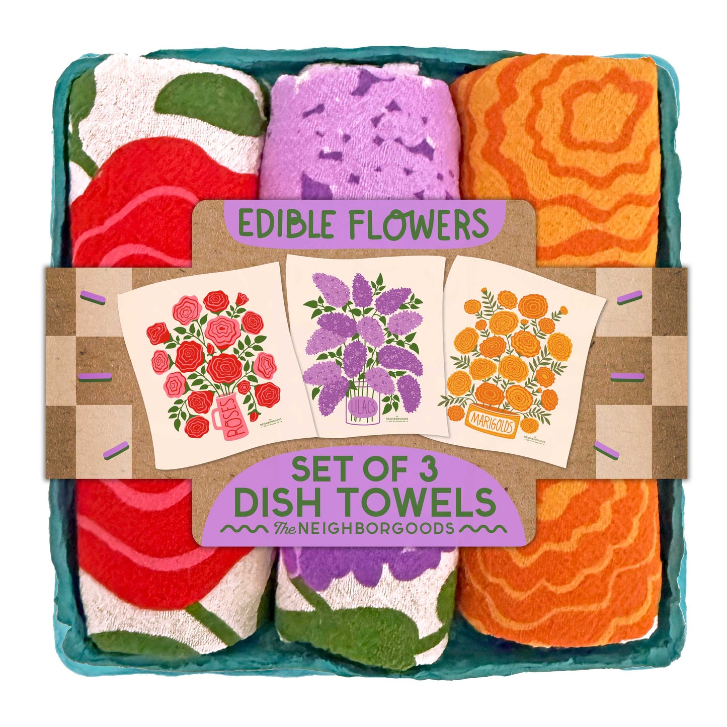 Edible Flowers - Dish Towel Set of 3