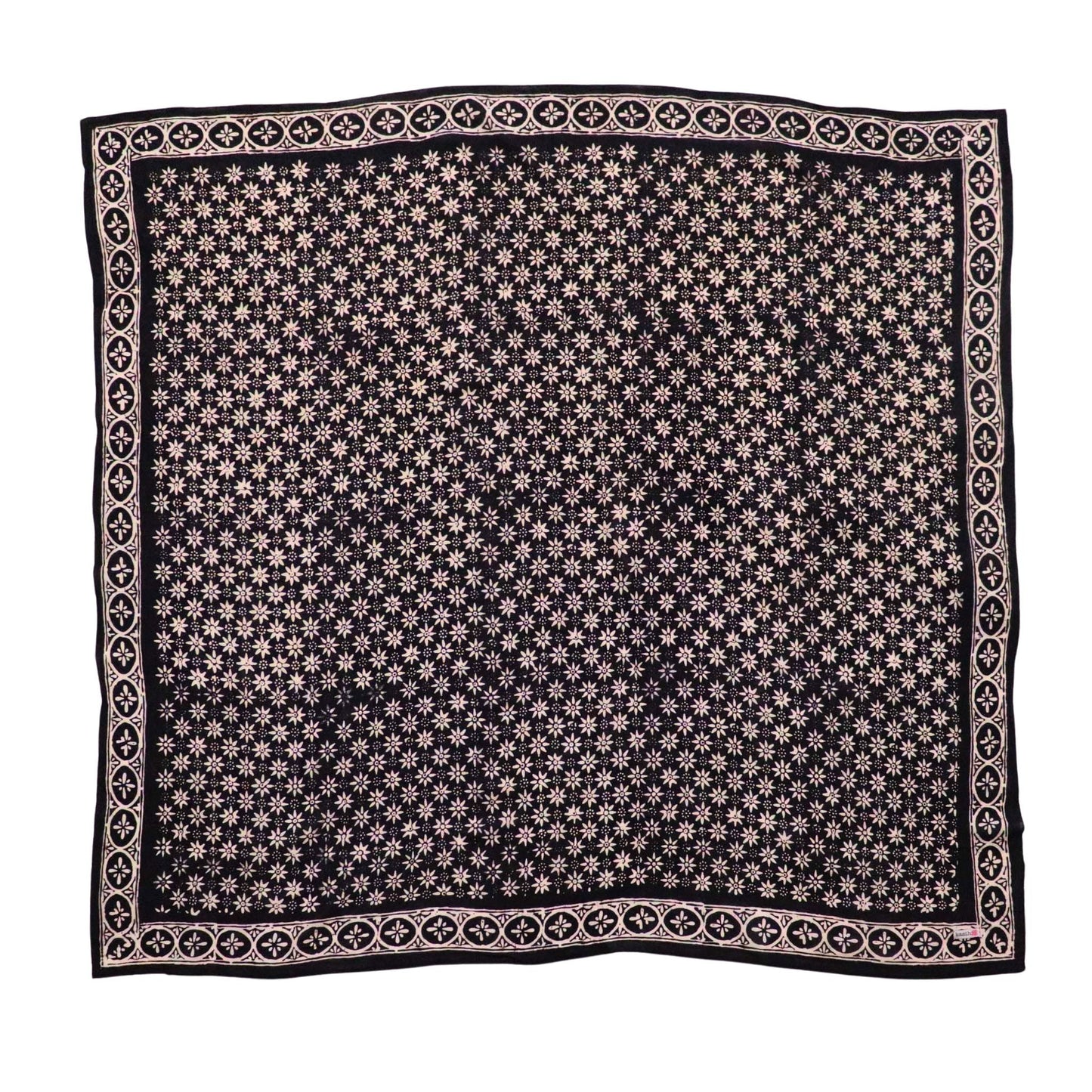 Large 39" Hand Dyed Batik Bandana - Black Mirage