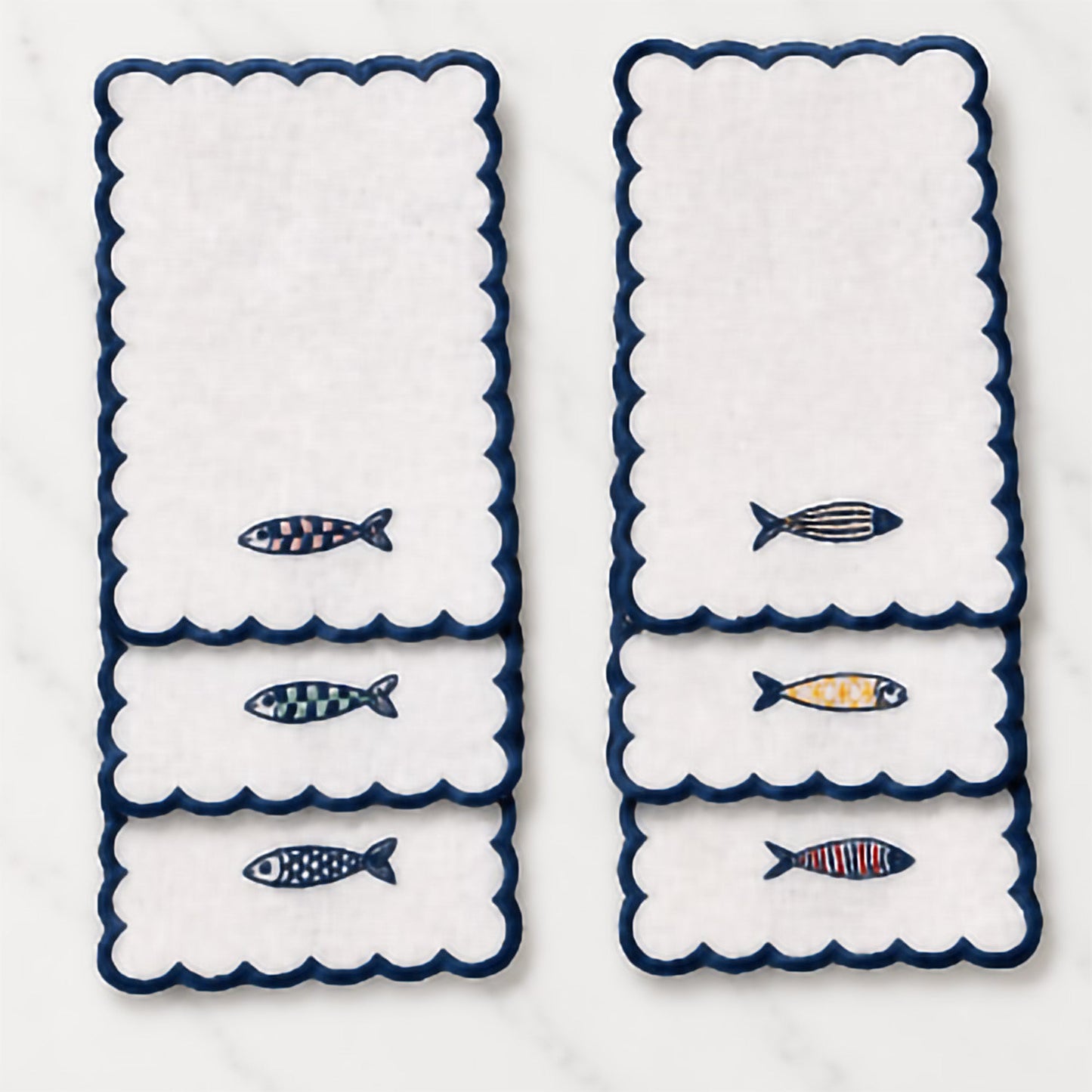 Sardines Cocktail Napkins (Set of 6) with Acrylic Gift Box