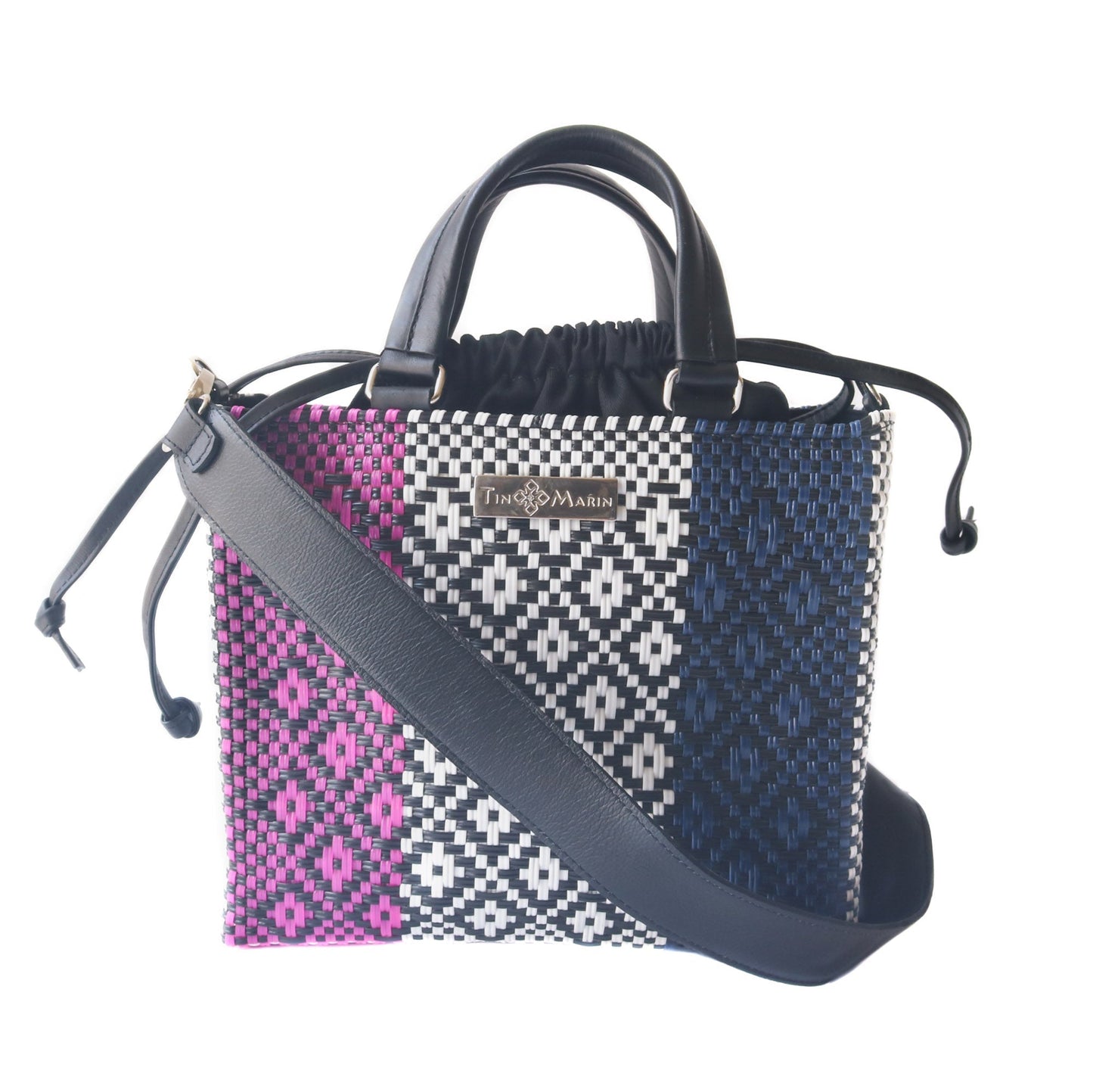 Bloom Medium Woven Crossbody Drawstring Bag