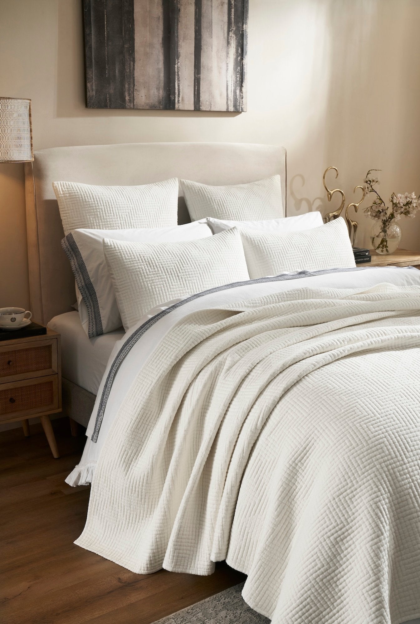 Maze Geometric Linen Coverlet