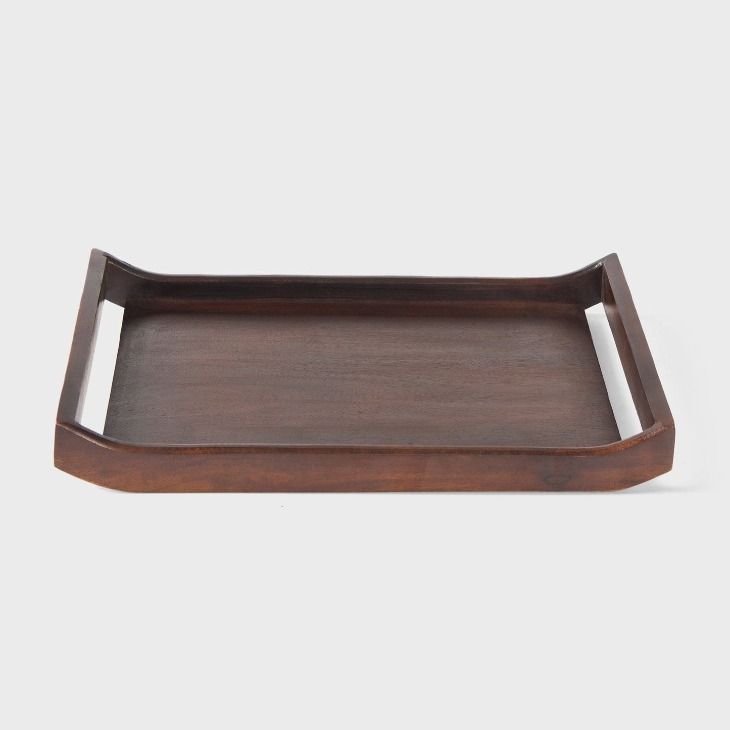 Acacia Wood Serving Tray Set of 2 in Urban Walnut Finish