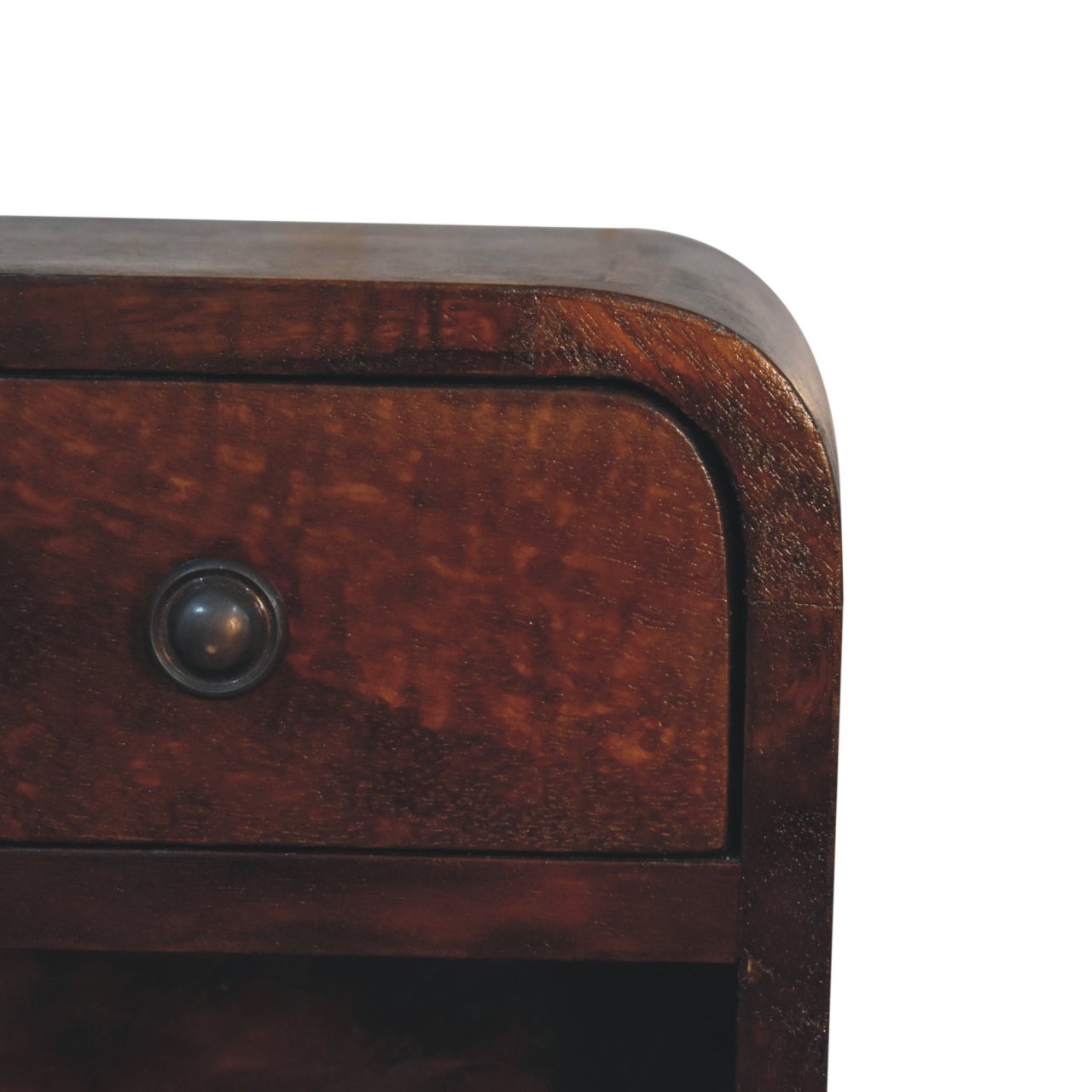 Extra Mini Curved Chestnut Bedside Table
