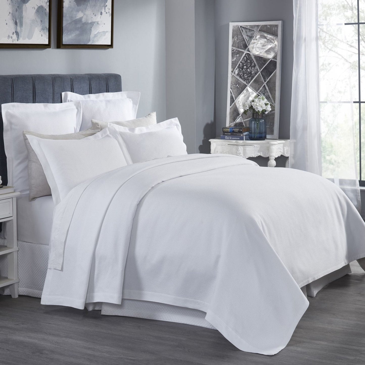 Olive Matelasse Cotton Coverlet