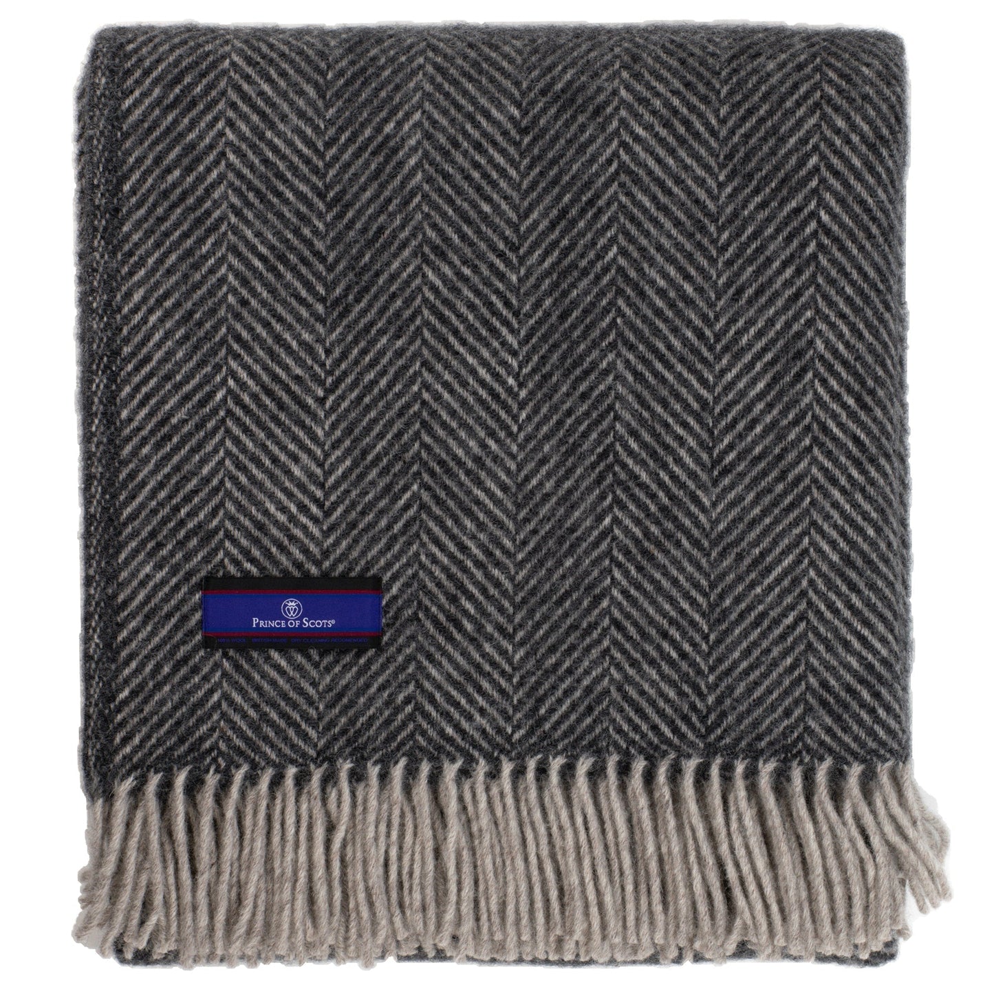 Highland Tweeds Herringbone  Pure New Wool Throw ~ Charcoal ~