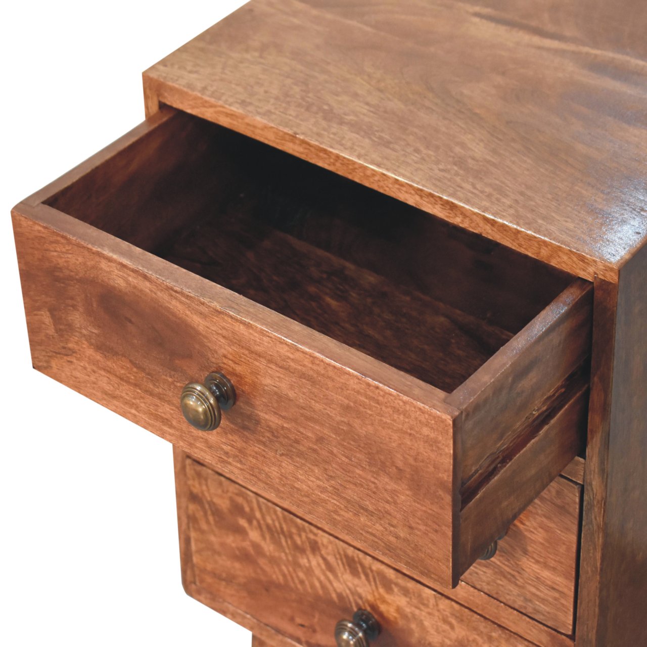 Solid Wood Honey Caramel Nordic Style 4-Drawer Multi Bedside Table