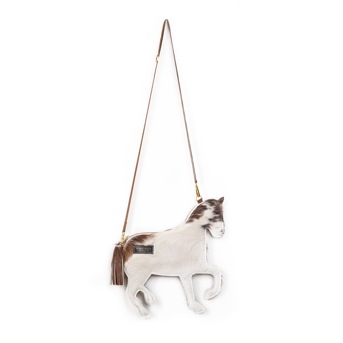 Horsie in Tricolor Hair on Leather