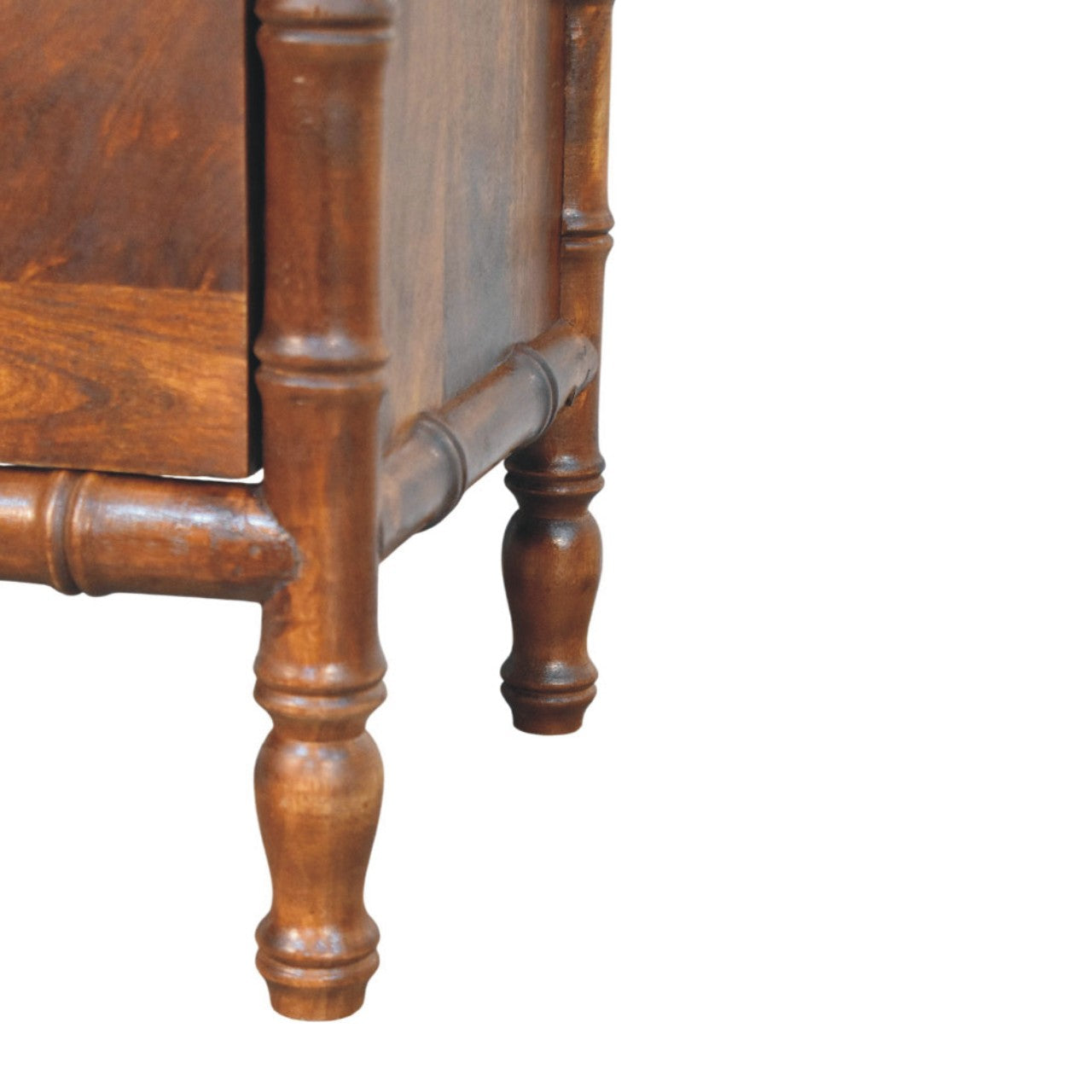 Solid Wood Bamboo Framed Bedside Table 2 Drawers Brown