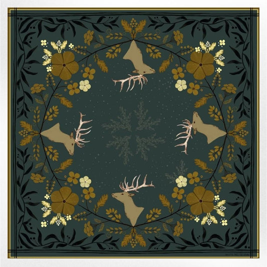 100% Silk Scarf: Haven - Golden Wildflowers & Elk