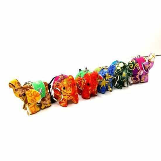 Elephant Textile Keychain | Handmade Zipper Pull from Upcycled Fabric | Thailand