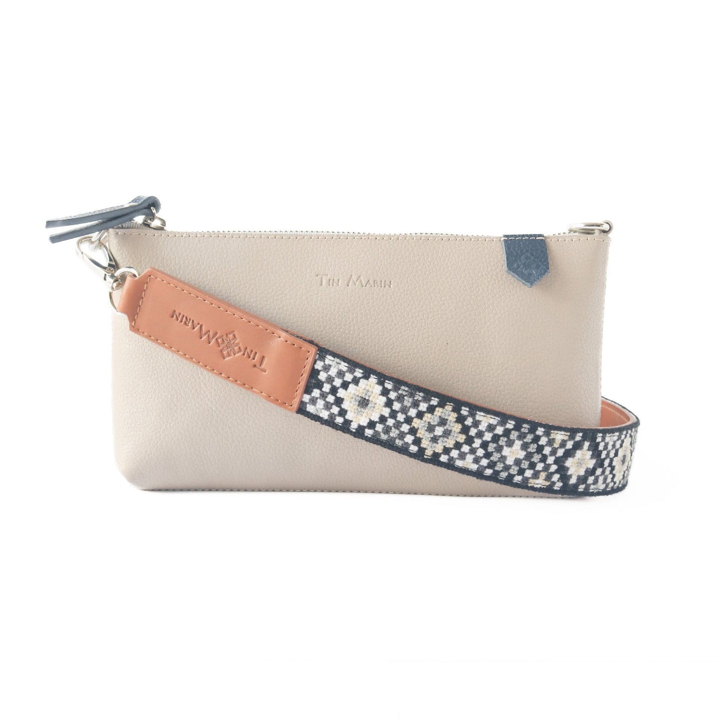 Mai Woven Bag Strap - Black & White with Leather
