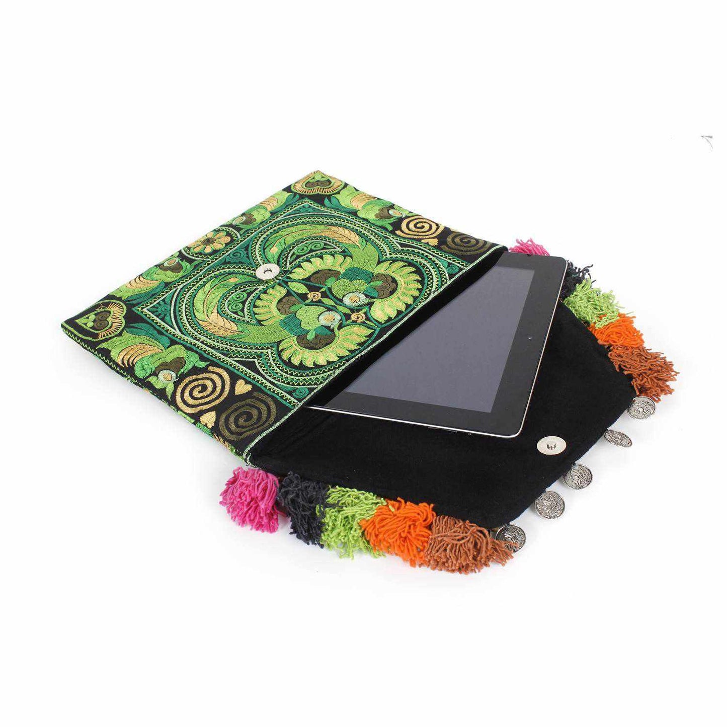Embroidered Multi Tassel Clutch Bag | IPad Case - Thailand
