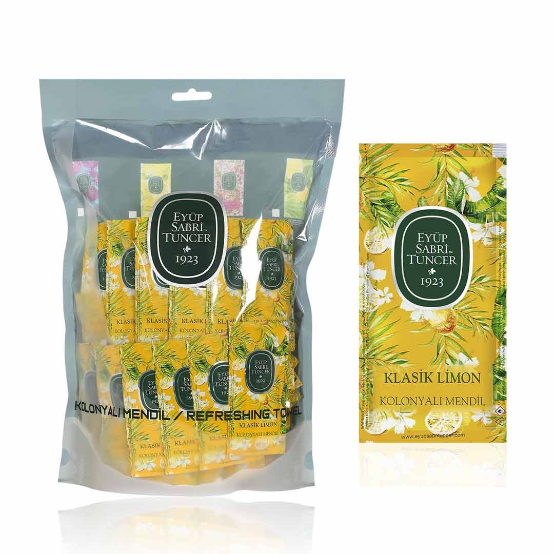 Eyup Sabri Tuncer Classic Lemon Scented Refreshing Wipes – 150 Pack, Small Size
